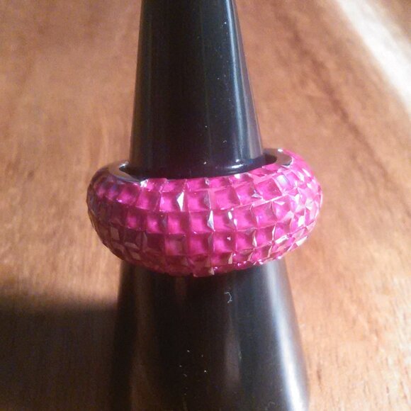 Simulated Ruby Color Diamond Sterling Silver Ring (Size 6) - Picture 5 of 16